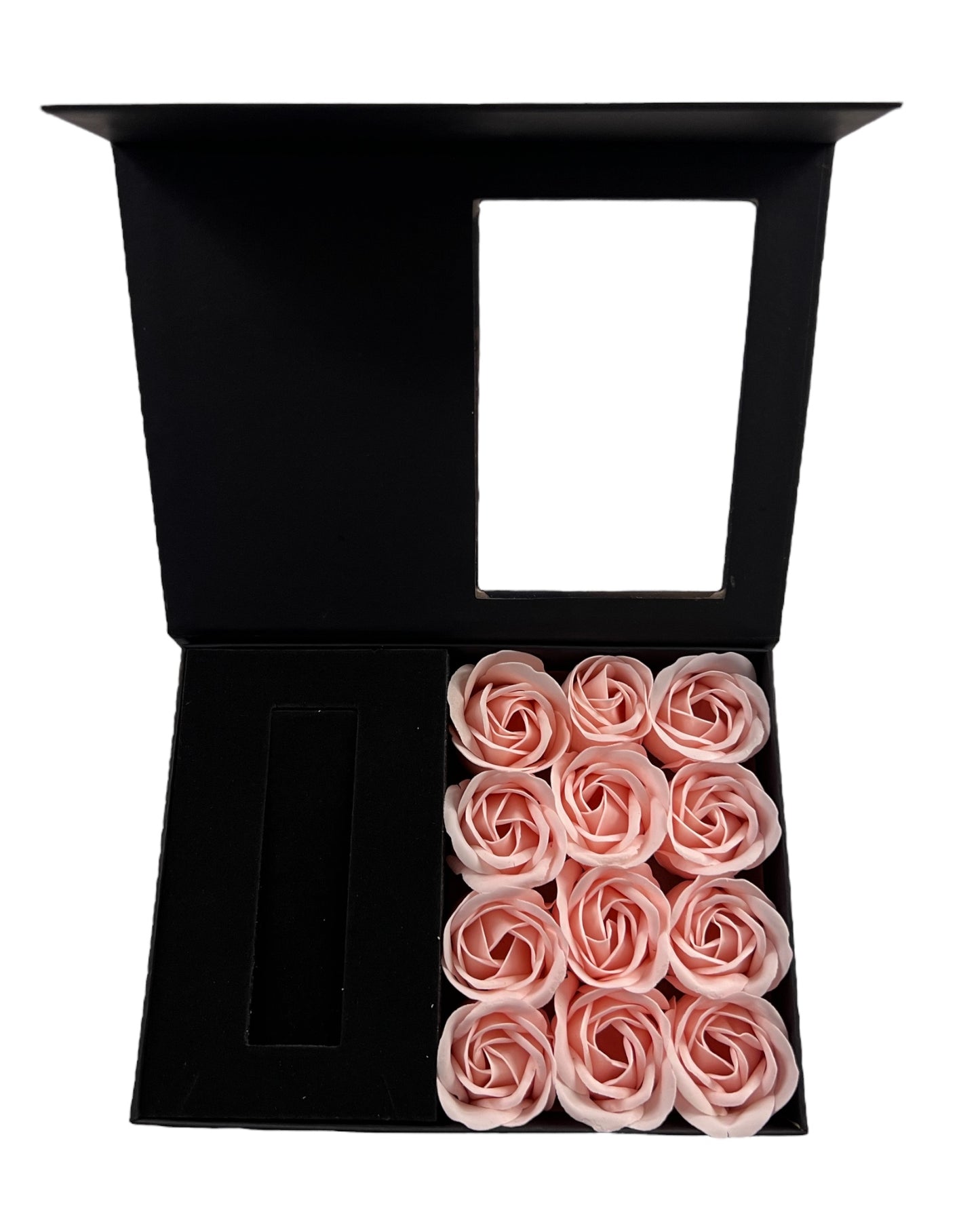 Love Box - Rosenlåda + 1 Hel Blomset med 18K Guldplätering - Rosa